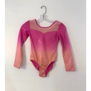 Girls More Than Magic Pink Orange Studded Leotard 7/8